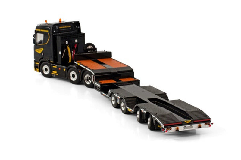 WSI SCANIA R NORMAL CR20N 6X2 TWINSTEER BROSHUIS WHEEL WELL SEMI LOWLOADER - 4 AXLE PREMIUM LINE 1:50 Truck Pre-built Model