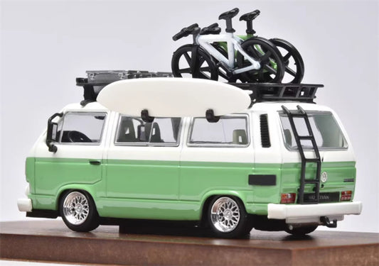 Mortal Model Volkswagen T3 Van BBS Low lying version White green double spelling With accessories 1:64 Car Pre-built Airliner Model Display view2