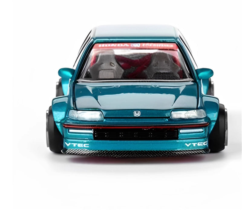 KaidoHouse x MiniGT Honda Civic (EF) Kaido Works V1 supercar blue-green 1:64 Car Pre-built Model view4