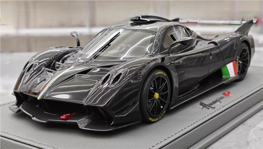 BBR MODELS Pagani Huayra R gloss black Hardtop leather base Limited Edition 100PCS ONLY 1:18 Car Pre-built Model view1