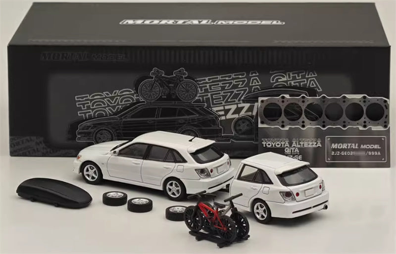 Mortal TOYOTA ALTEZZA GITA IS200 Exhibition HEC Limited White - Set Limited Edition 1:64 Car Pre-built Model view3