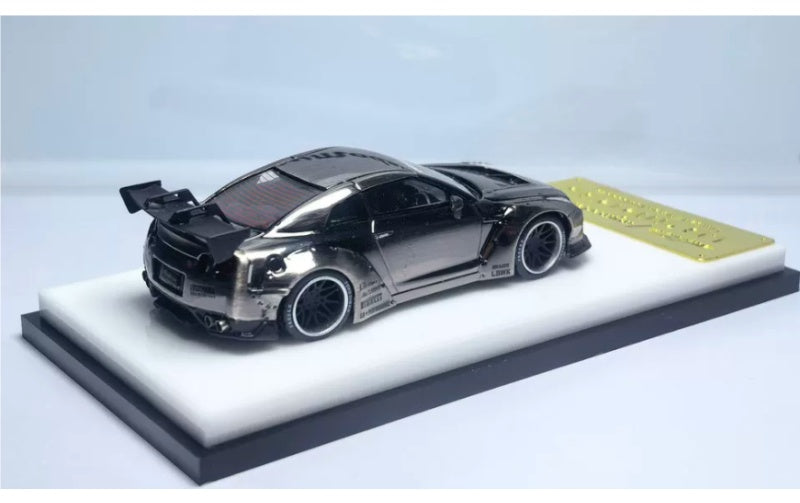 1:64 Nissan GTR R35 LB   mymodelcollect Black wheel electroplated black brushed Limited Edition 999PCS ONLY DIECAST Model