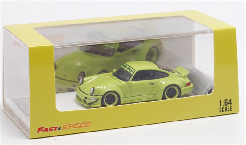 FAST & SPEED Porsche RWB 964 Duck Wing White - Gulf Limited Edition 499PCS ONLY 1:64 Car Pre-built ModelFAST & SPEED Porsche RWB 964 Duck Wing Green Limited Edition 499PCS ONLY RAUH - Welt 1:64 Car Pre-built Model view6