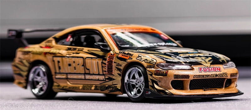 MINIGT Nissan S15 SILVIA Top Secret D1GP #1 Blister Packaging gold 1:64 Car Pre-built Model view7
