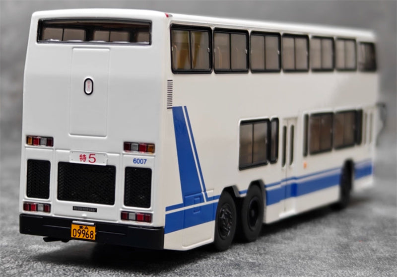 AUTO-GLIMPSE Jinling Double decker JLY6121S Special Route 5 Bus Blue white coating 1:64 Bus Pre-built Model view4