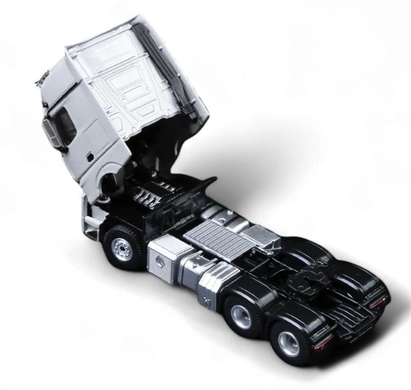 TimeMicro & Perka Mercedes BENZ ACTROS FLATBED TRANSPORT VEHICLE White 1:64 Truck Pre-built Model view3