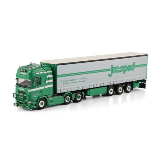 1:50 SCANIA SCHIPPER TRANSPORT CS20H 6X2 TRAILER 3 AXLE WSI  Green Diecast Model