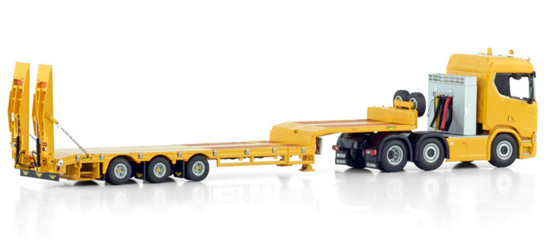 1:50 WSI SCANIA R NORMAL CR20N 6X2 TWIN STEER SEMI LOW LOADER WITH