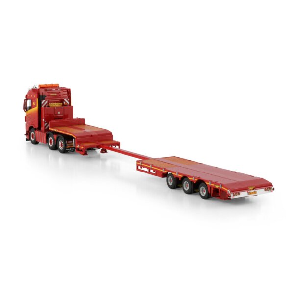 1:50 VOLVO KLAAS KUIPER FH5 6X2 SEMI LOW LOADER 3 AXLE WSI Red Diecast Model