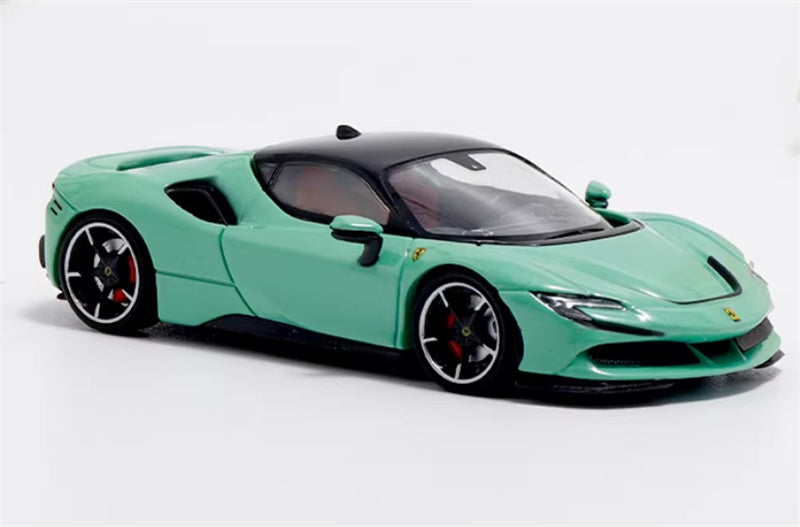 MJ Model Ferrari SF90 Prancing Horse supercar Green - Hardtop Limited Edition 1:64 Car Pre-built Airliner Model Display view5