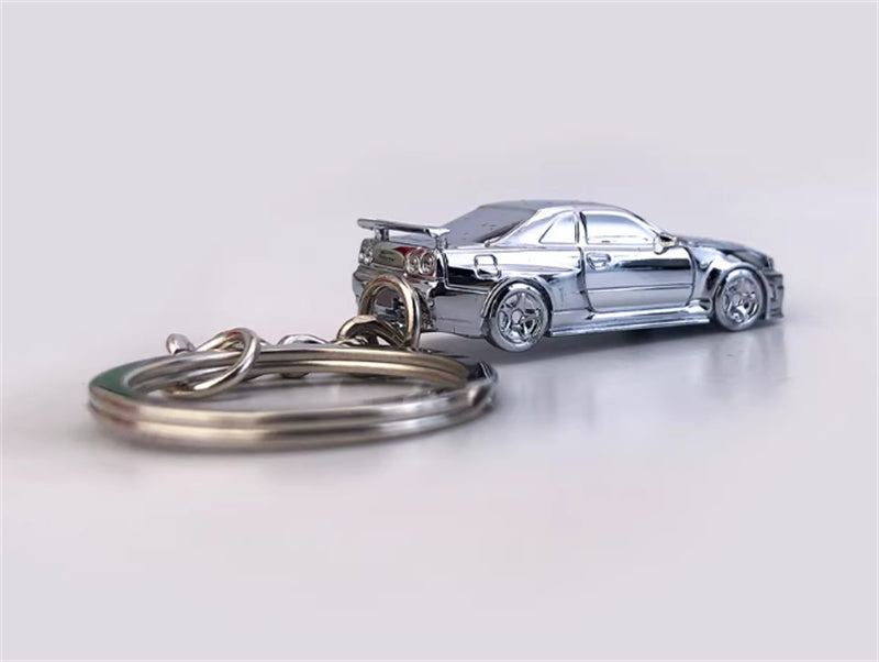 1:87 Nissan GTR34  silver plating  SEEKER  DIECAST Keychain Model