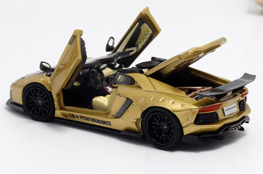 Rhino Model Lamborghini Aventador LP700-4 LBWK Convertible gold Limited Edition 499PCS ONLY 1:64 Car Pre-built Model view2
