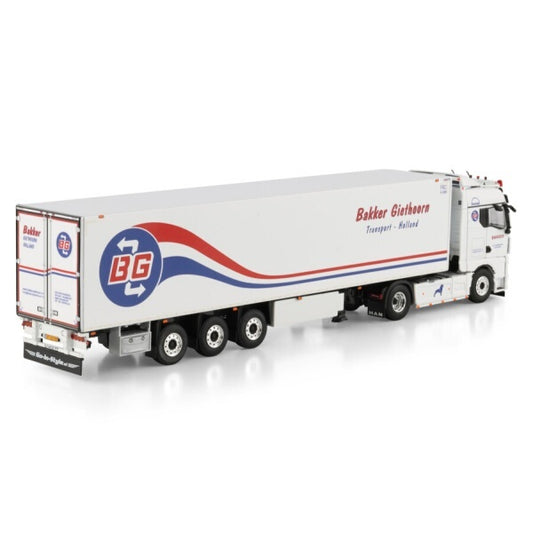 1:50 MAN BAKKER GIETHOORN TGX 4X2 REEFER TRAILER 3 AXLE WSI  White Diecast Model
