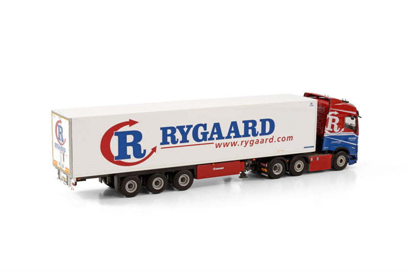 WSI VOLVO FH5 GLOBETROTTER 6X2 TWIN STEER REEFER TRAILER - 3 AXLE RYGAARD 1:50 Truck Pre-built Model