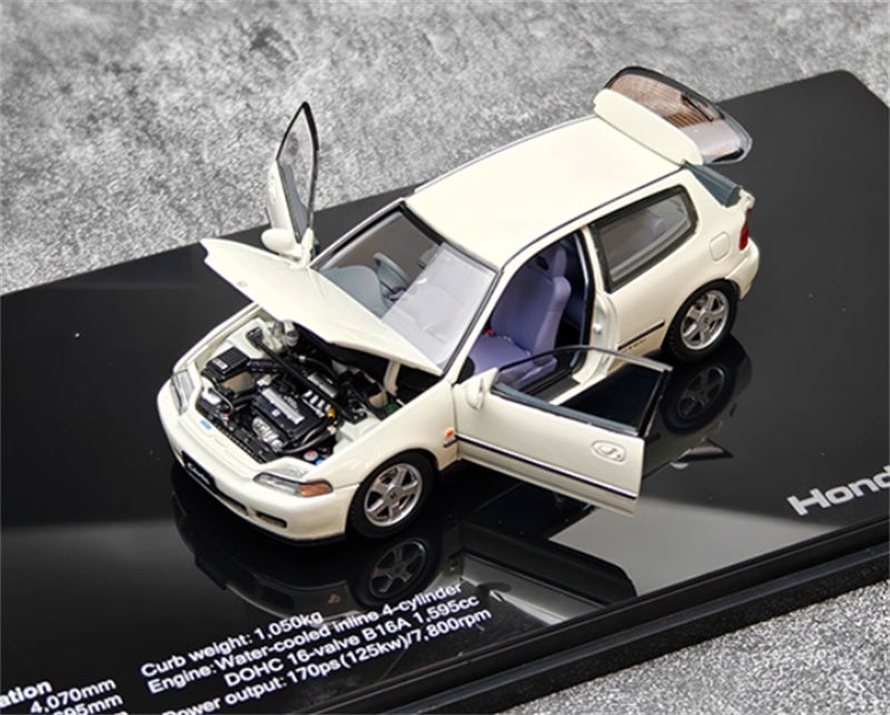 LCD-MODELS Honda Civic SiR II EG6 Fully open white 1:43 Car Pre-built Model view5