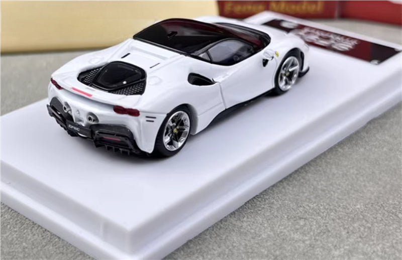Lang feng Model Ferrari SF90 supercar White hardtop 1:64 Car Pre-built Airliner Model Display view4