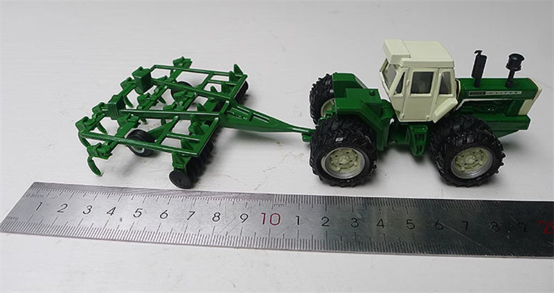ERTL Oliver 2655 W/ Mulch Ripper 8-Wheel Twisted Waist Tractor Plow Set Emerald Green 1:64 Truck Pre-built Model