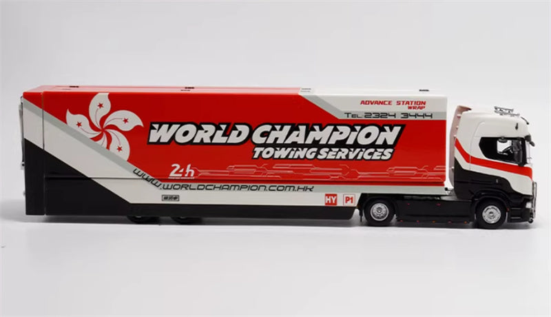Max well Scania #S730 double-decker transport vehicle Red White Wei Chuan Painting 1:64 Truck Pre-built Airliner Model Display view3