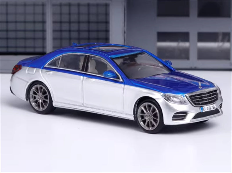 Master Mercedes Benz S-Class S450 W222 Blue silver dual color 1:64 Car Pre-built Airliner Model Display view4