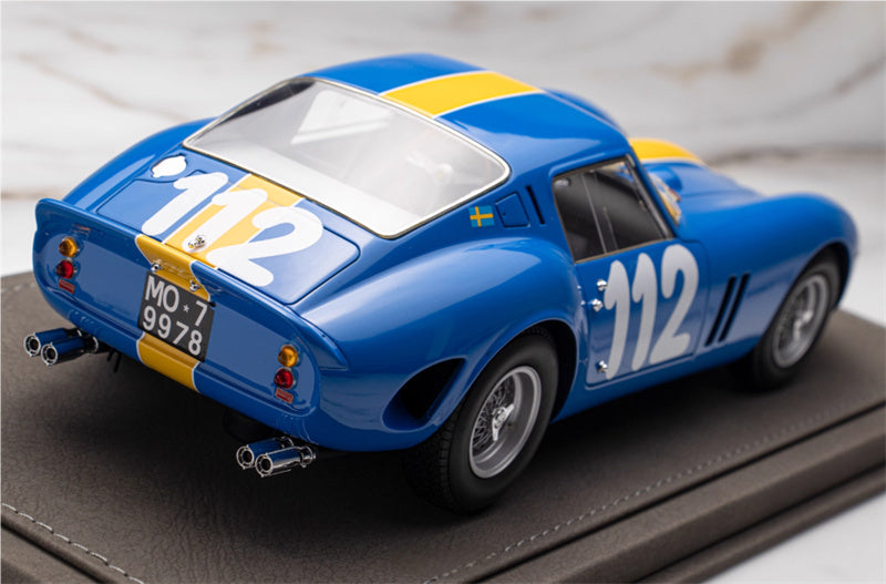 BBR MODELS Ferrari 250 GTO Targa Florio 1964 Norinder #112 Tour de France racing car blue Limited Edition 200PCS ONLY Leather base 1:18 Car Pre-built Model view2