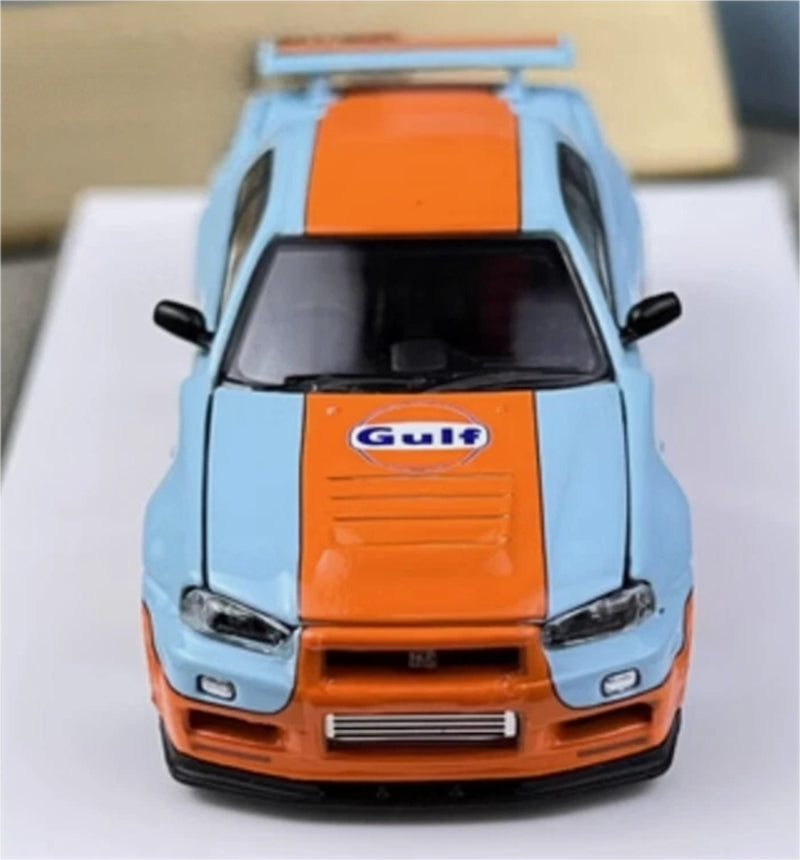 TimeMicro Nissan Skyline GT-R R34 Z-tune Gulf Livery Regular Version Limited Edition 999PCS ONLY 1:64 car Pre-built Model view7