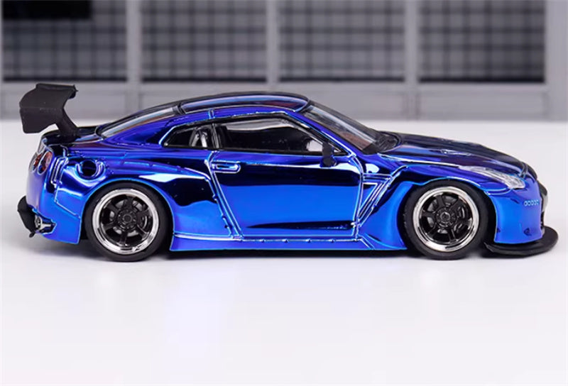 LMLF MODEL Nissan GT-R R35 Pandem Rocket Bunny Electroplating Blue Limited Edition 500PCS ONLY 1:64 Car Pre-built Model view3