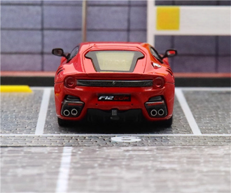 Stance Hunters Ferrari F12 TDF Supercar Limited Edition 799PCS ONLY Red - Silver Wheel 1:64 Car Pre-built Model view7