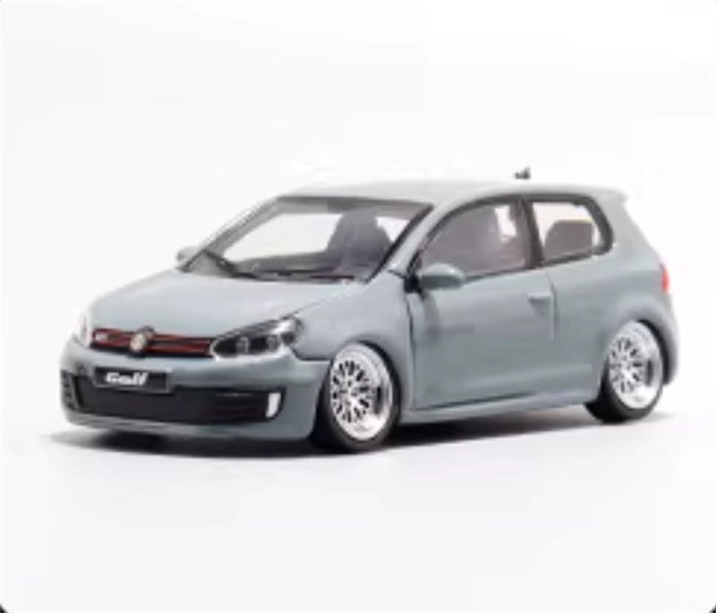 Max well Volkswagen Golf GTI 6th generation cement gray BBS wheel low stance 1:64 Car Pre-built Airliner Model Display view4