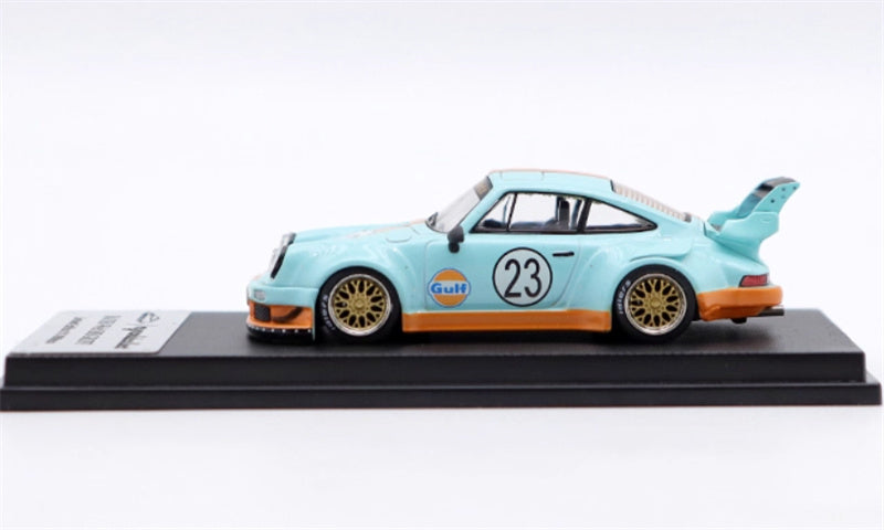 mymodelcollect Porsche RWB 930 High Wing gulf Limited Edition 999PCS ONLY RAUH - Welt 1:64 Car Pre-built Model view3