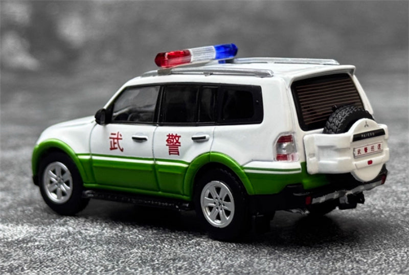 Shadow pro Mitsubishi Pajero V97 Armed Police Patrol Vehicle white-green left hand drive 1:64 Car Pre-built Model view3