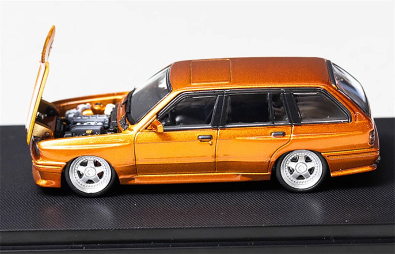 Mortal BMW E30 3 Series Touring Lowered Version Openable Hood Sunset Orange Limited Edition 799PCS ONLY 1:64 Car Pre-built Model view3