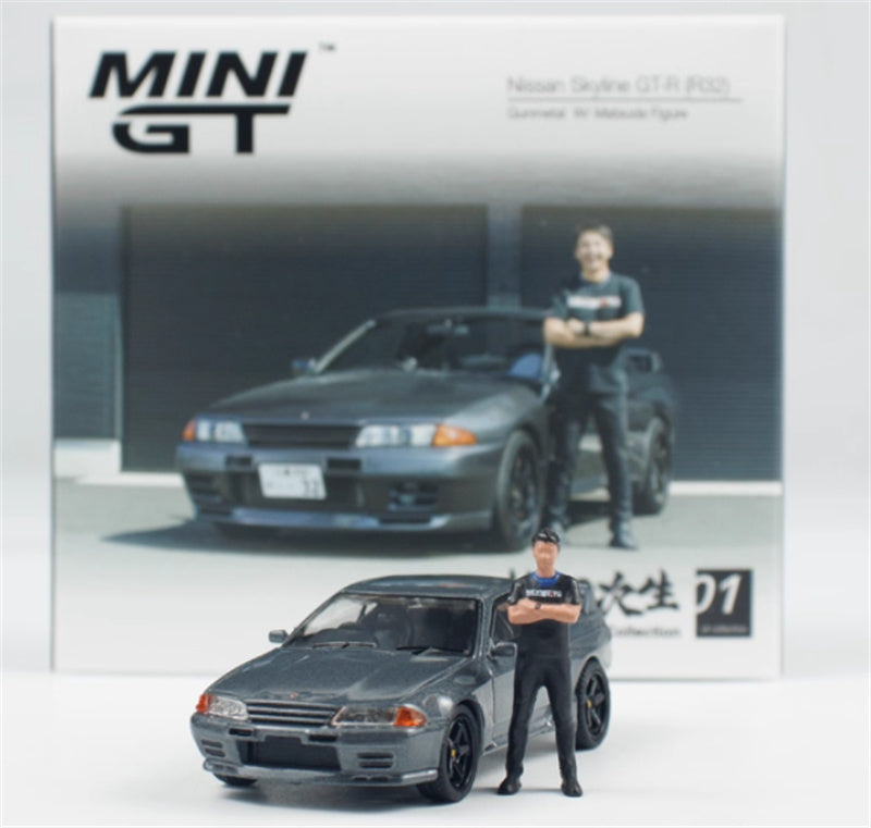MINIGT Nissan Skyline GT-R (R32) Nismo w/ Figure grey 1:64 Car Pre-built Model view5