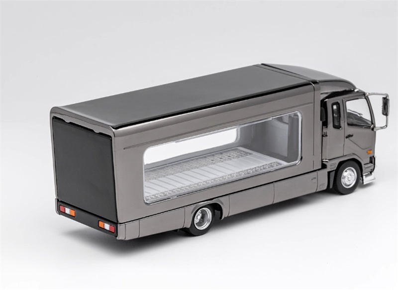 GCD Mitsubishi Mk2 fuso lifting type container truck transport Electroplated Black RHD 1:64 Truck Pre-built Model view2