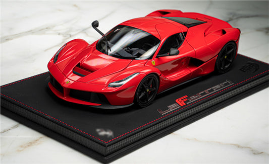 BBR MODELS Ferrari LaFerrari red Black wheel red top Limited Edition 120PCS ONLY leather base 1:18 Car Pre-built Model view1
