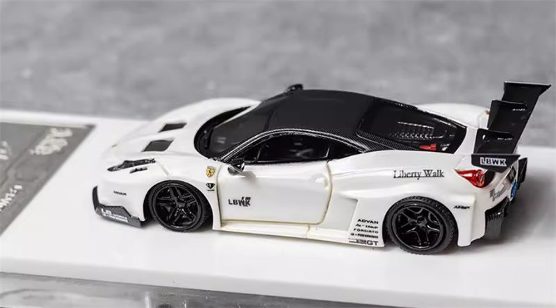Flame Ferrari 458 GT LBWK wide body modified car Limited Edition 299PCS ONLY White Black Top noctilucent 1:64 Car Pre-built Model view6