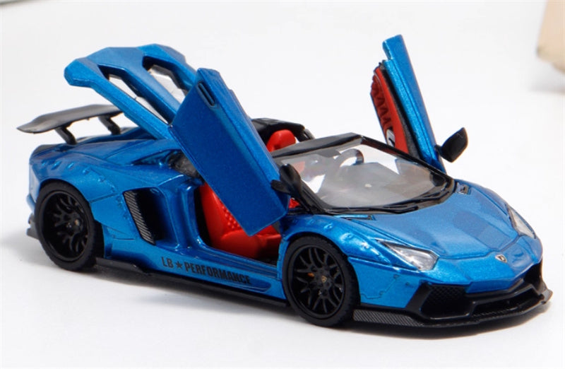 Rhino Model Lamborghini Aventador LP700-4 LBWK Convertible blue Limited Edition 666PCS ONLY 1:64 Car Pre-built Model view5