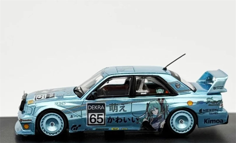 RHINO MODEL Mercedes Benz 190 EVO II Wide-Body Ice Blue Modified Limited Edition 499PCS ONLY 1:64 car Pre-built Model view2