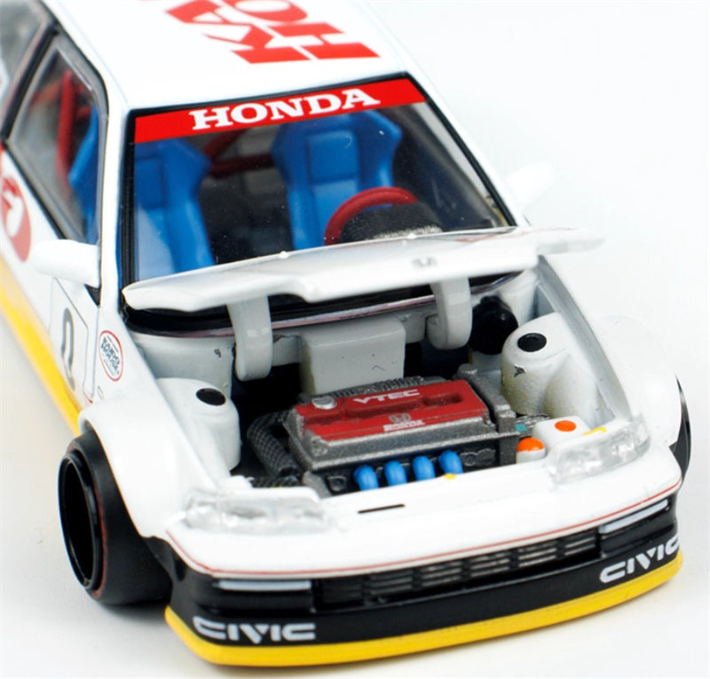 KaidoHouse x MiniGT Honda Civic EF KANJO V1 #0 White yellow color box packaging 1:64 Car Pre-built Model view9