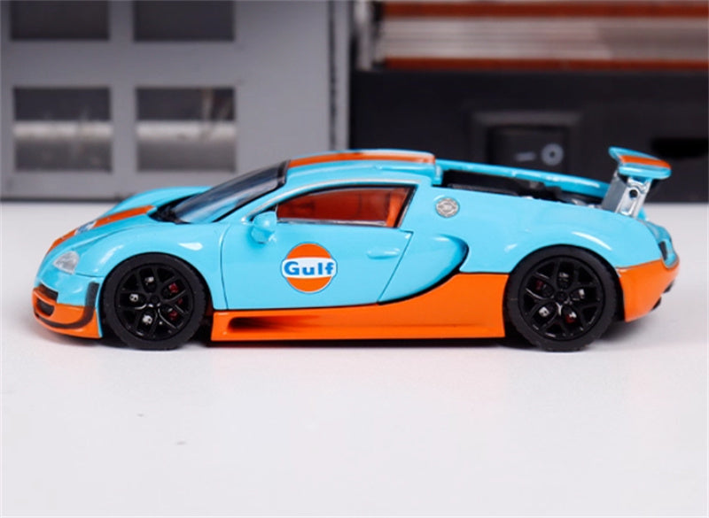 Mortal Bugatti Veyron Gulf Black Wheel Weihang Limited Edition 799PCS ONLY 1:64 Car Pre-built Model view3