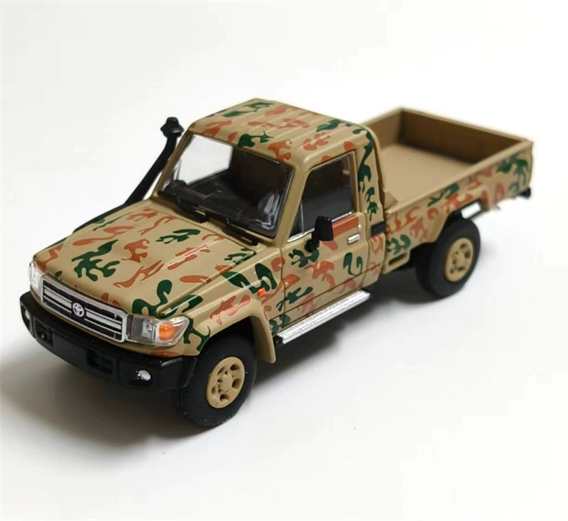RHINO MODEL Toyota Land Cruiser LC79 Yellow Camo Pickup Truck Middle East Edition 1:64 Truck Pre-built Model view5