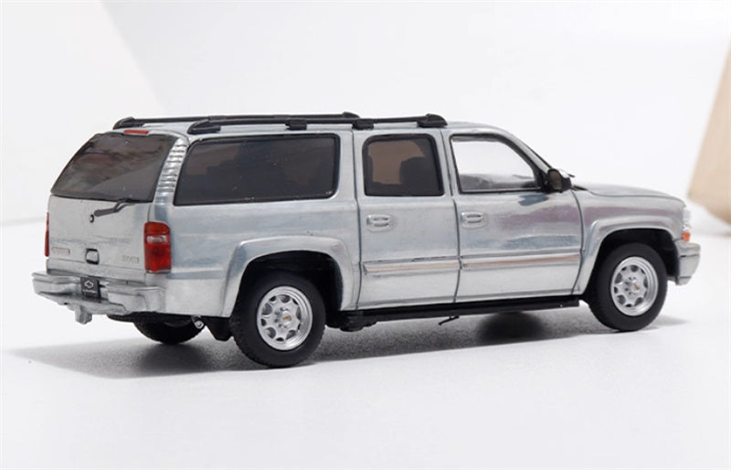 MK Miniatures 2003 Chevrolet Suburban SUV Silver clear brushed version 1:64 Car Pre-built Model view4