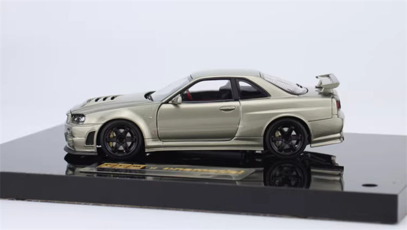 1:43 Nissan GTR Nismo R34 Z-TUNE  Emerald Green  PGM x onemodel Deluxe Edition Black base Limited Edition 688PCS ONLY DIECAST Car Model