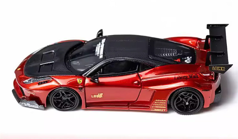 Flame Ferrari 458 GT LBWK wide body modified car Limited Edition 299PCS ONLY Red 1:64 Car Pre-built Model view3
