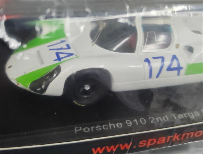 Spark Porsche 910 2nd #174 Targa Florio 1967 WHITE GREEN 1:43 Car Pre-built Model view6
