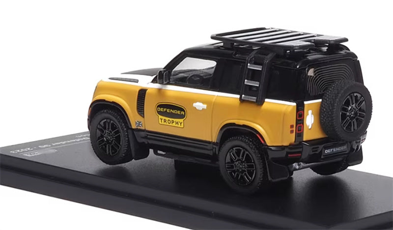 Almost Real Land Rover Defender 90 Trophy Edition wagon Yellow 1:64 Car Pre-built Airliner Model Display view3