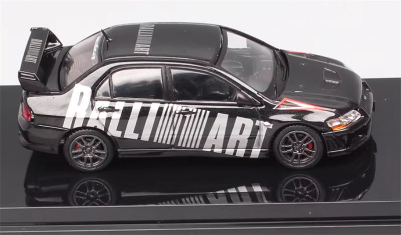 Hobby JAPAN MITSUBISHI LANCER EVOLUTION 7 GSR Black - Black Wheel 1:64 Car Pre-built Model view3
