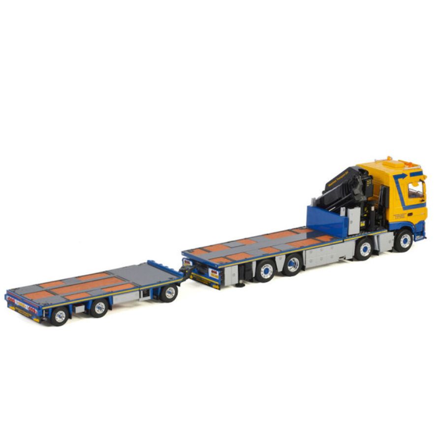 WSI  DAF XF SPACE CAB MY2017 8X2 TAG AXLE RIGED COMBI FLAT BED-7 AXLE PALFINGER PK 65002 SH JIB MEERKERK 1:50 DIECAST Truck