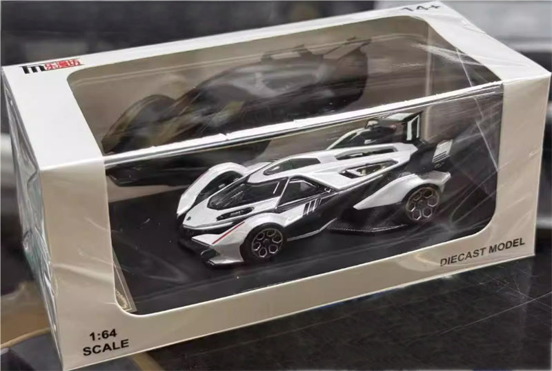 LeManFang Lamborghini V12 Vision VGT Concept Car Pearlescent White 1:64 Car Pre-built Model view4