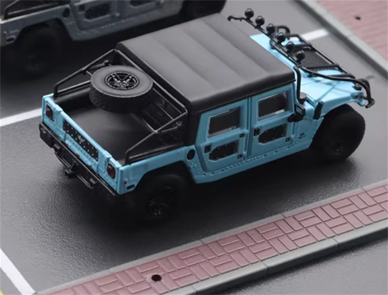 MASTER Hummer H1 off-road vehicle Soft top version Baby Blue 1:64 Truck Pre-built Airliner Model Display view2