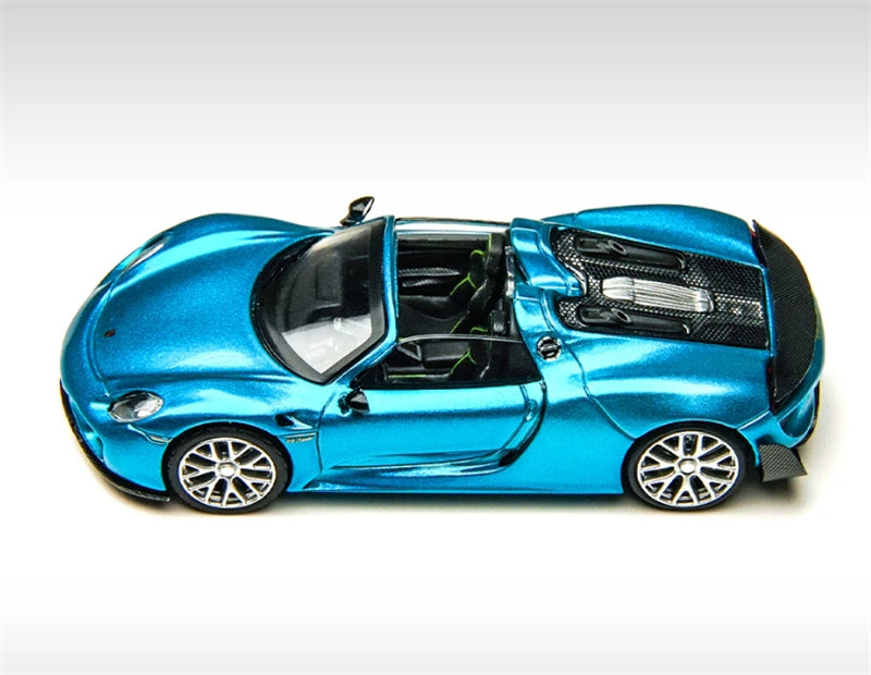 TimeMicro Porsche 918 Spyder roadster Metal Blue 1:64 car Pre-built Model view4